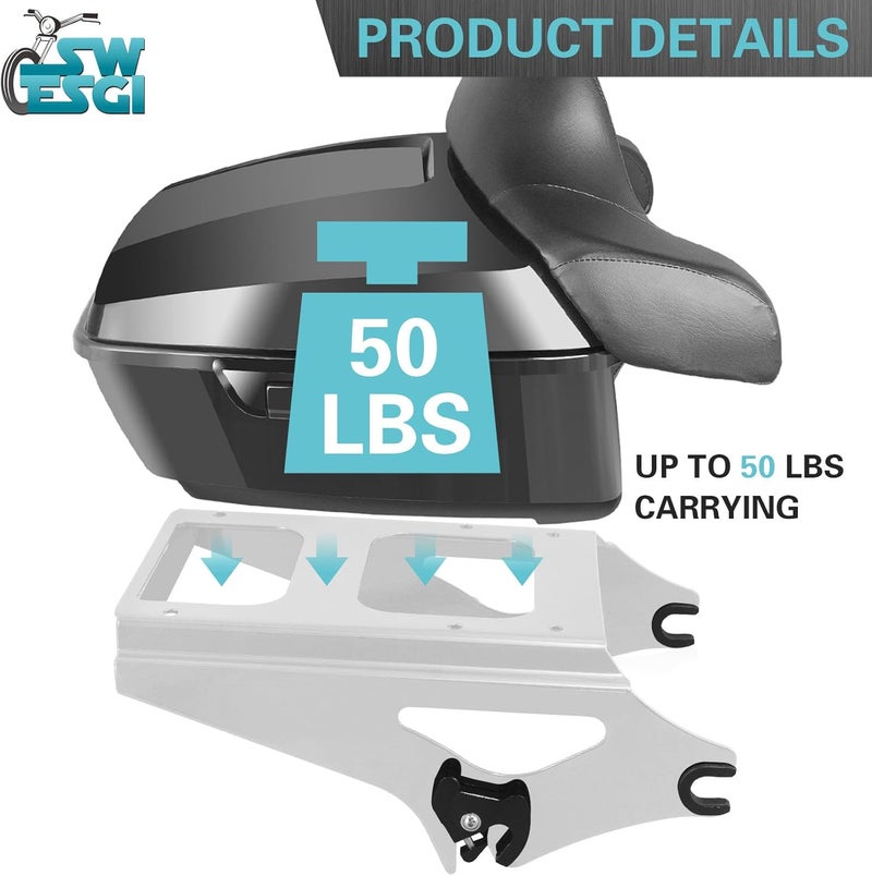 SWESGI Detachable Two Up Tour Trunk Mounting 09-13 2-Up Tour Trunk Mounting Rack Compatible Harley Davidson Touring Street Glide Road King Road Glide Electra Glide (2009-2013 Rack Chrome) - Image 3
